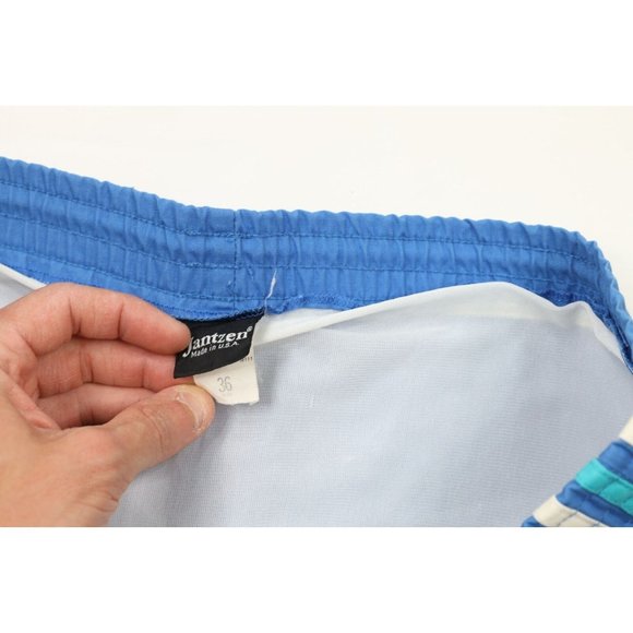 Vintage 70s Streetwear Mens 36 Striped Lined Shorts Swim Trunks Blue USA AS IS - Picture 6 of 10